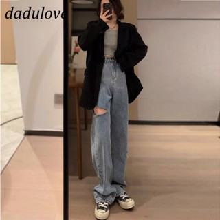 DaDulove💕 New American Ins High Street Retro Ripped Jeans Niche High Waist Wide Leg Pants Large Size Trousers