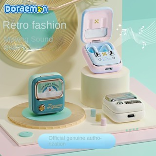 Doraemon Bluetooth Headphones TWS True Wireless Mini Retro Radio Light Effect Bluetooth Headphones