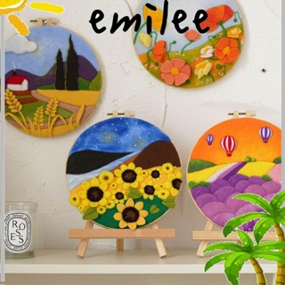 EMILEE ชุดอุปกรณ์สะดึงเข็มเย็บผ้า ผ้าวูล แฮนด์เมด DIY สําหรับตกแต่งบ้าน