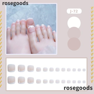 Rosegoods1 เล็บปลอม แบบกด ถอดออกได้ สไตล์ฝรั่งเศส สําหรับตกแต่งเล็บ