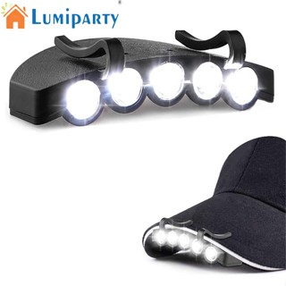 Lumiparty ไฟ Led 5 ดวง แบบคลิปหนีบหมวก พร้อมแบตเตอรี่ สําหรับเดินป่า ตกปลากลางคืน