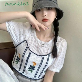 Twinkle1 เสื้อท็อป คอวี ผ้าถัก ทรงหลวม สําหรับผู้หญิง