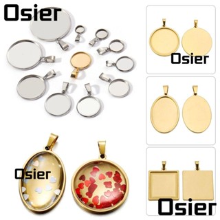 Osier1 ฐานสเตนเลส ทรงสี่เหลี่ยม พร้อมตะขอ สําหรับทําเครื่องประดับ สร้อยคอ DIY 5 ชิ้น