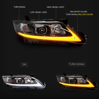 Happiness House VLAND LED Projector ไดนามิกไฟหน้า DRL เลนส์ใส Fit สำหรับ Camry XV40 2010-2011 LHD