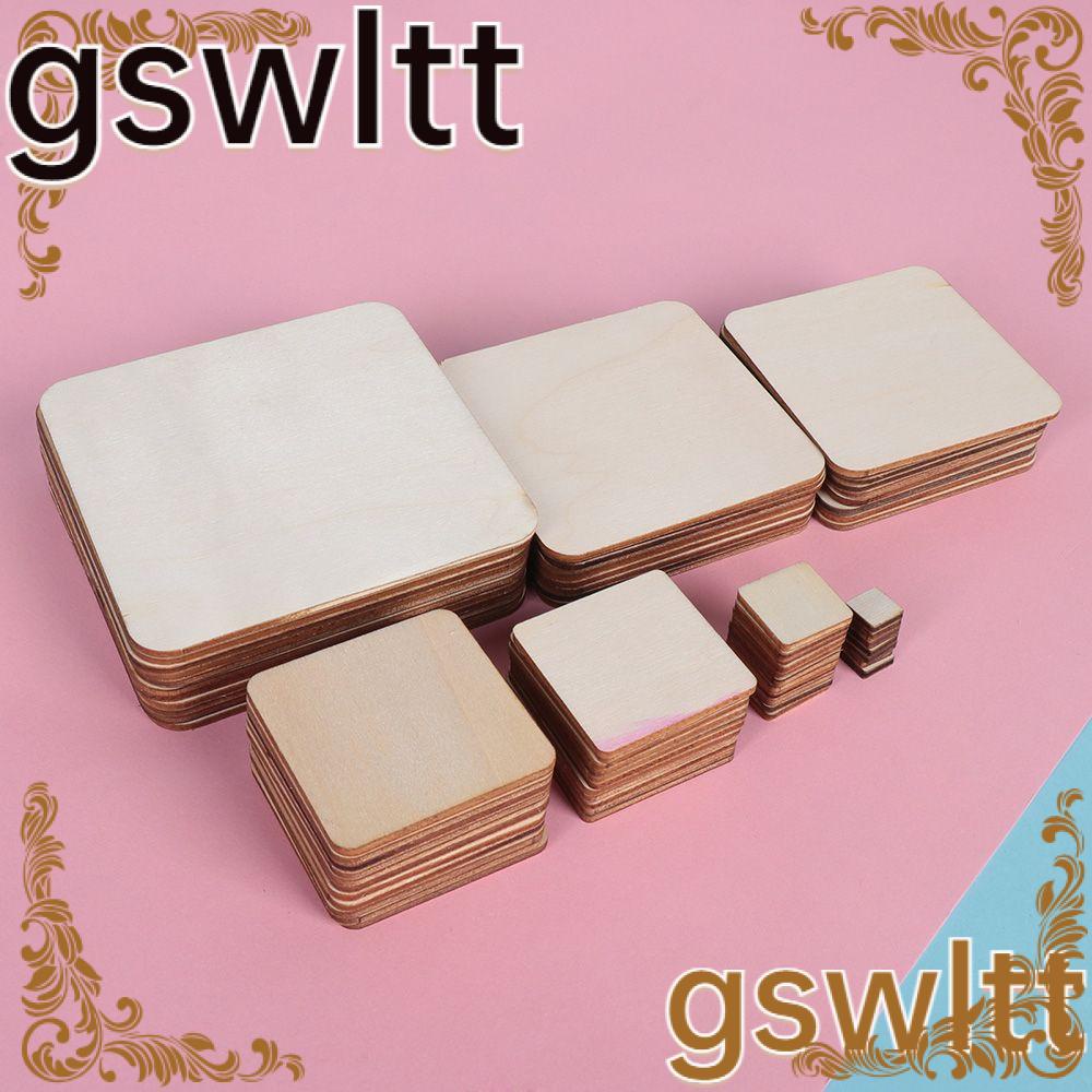 Gswltt แผ่นไม้เปล่า ทรงสี่เหลี่ยม สําหรับแขวนตกแต่งสมุดภาพ งานแต่งงาน DIY 10 50 100 ชิ้น