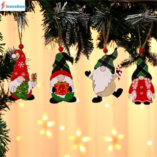 ของตกแต่งวันคริสต์มาส ทาสีเครื่องประดับไม้ ต้นคริสต์มาส Faceless Santa Rudolph Pattern Decorations ICECUBE