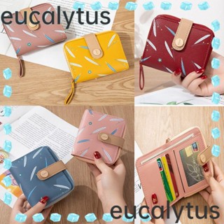 Eucalytus1 กระเป๋าสตางค์ กระเป๋าถือ กระเป๋าใส่เหรียญ ใส่บัตรเครดิต พิมพ์ลายใบไม้ สําหรับผู้หญิง