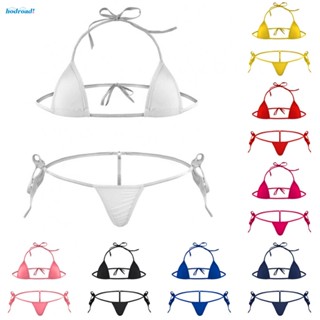 【HODRD】Womens Bikini Set Backless Bodycon G String High Fork Lingerie Bra Set【Fashion】