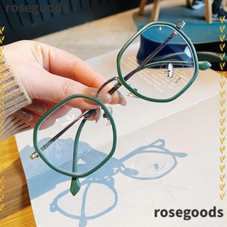 Rosegoods1 แว่นตา ป้องกันแสงสีฟ้า กรอบโลหะ ทรงกลม คลาสสิก สีฟ้า สําหรับสํานักงาน