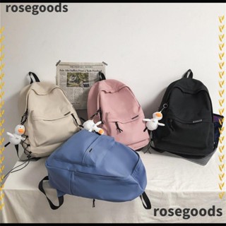 Rosegoods1 กระเป๋าเป้สะพายหลัง กันน้ํา ความจุขนาดใหญ่ สีพื้น สําหรับเด็กผู้ชาย 2023