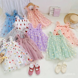 ins childrens wear gauze sling girls dress 2023 Summer new Embroidered Girls gauze skirt baby princess dress CPBO