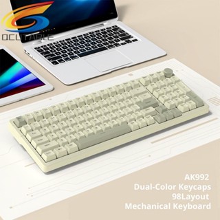 [Qcutable.th] ปุ่มกดคีย์บอร์ดเล่นเกม 99 คีย์ PBT แบบใช้สาย สําหรับคอมพิวเตอร์ PC