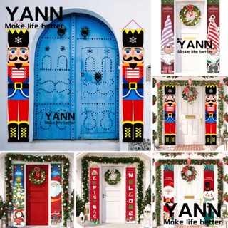 Yann1 ธงแบนเนอร์โพลีเอสเตอร์ ลาย Happy Year Christmas Couplets สําหรับของขวัญคริสต์มาส