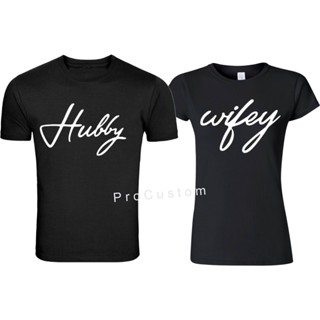 เสื้อยืดคู่รัก พิมพ์ลาย Wifey And Hubby Cute Soul Mate น่ารัก ไซซ์ S 4XL