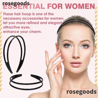 Rosegoods1 ที่คาดผม 2 แถว กันลื่น สีดํา เครื่องประดับแฟชั่น สําหรับเด็กผู้หญิง