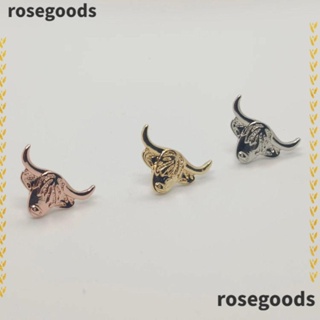 Rosegoods1 ต่างหูสตั๊ด โลหะผสมวัว แฮนด์เมด สไตล์เรโทร สําหรับผู้หญิง