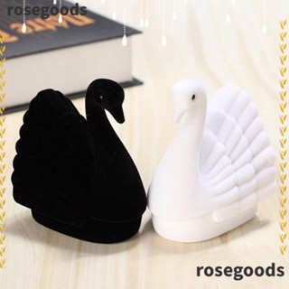 Rosegoods1 กล่องเก็บเครื่องประดับ สร้อยคอ รูปหงส์ สีชมพู สีดํา สีขาว