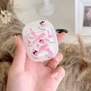 เคสหูฟังบลูทูธ ลายโบว์ 3D สีชมพู สําหรับ Airpods 1 2 Pro 3 Generation Pro2