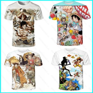 Star3 เสื้อยืดแขนสั้นลําลอง ทรงหลวม พิมพ์ลายอนิเมะ One Piece Luffy 3D พลัสไซซ์ สําหรับผู้ชาย และผู้หญิง