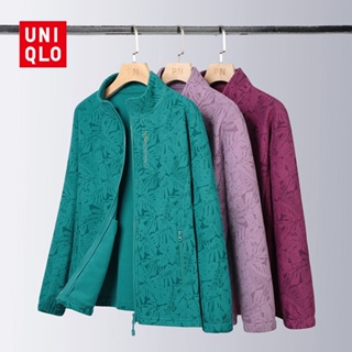 Uniqlo เสื้อแจ็กเก็ตกันหนาว ผ้าฟลีซ แบบหนา กันลม ให้ความอบอุ่น เหมาะกับฤดูหนาว สําหรับผู้หญิง