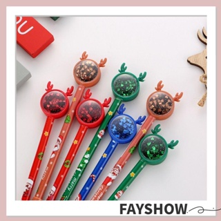 Fay 4 ชิ้น คริสต์มาส เป็นกลาง ปากกา, การ์ตูน Kawaii Elk เลื่อม ปากกา, การ์ตูน พลาสติก สีดํา หมึก เครื่องเขียน ปากกาเจล เขียน