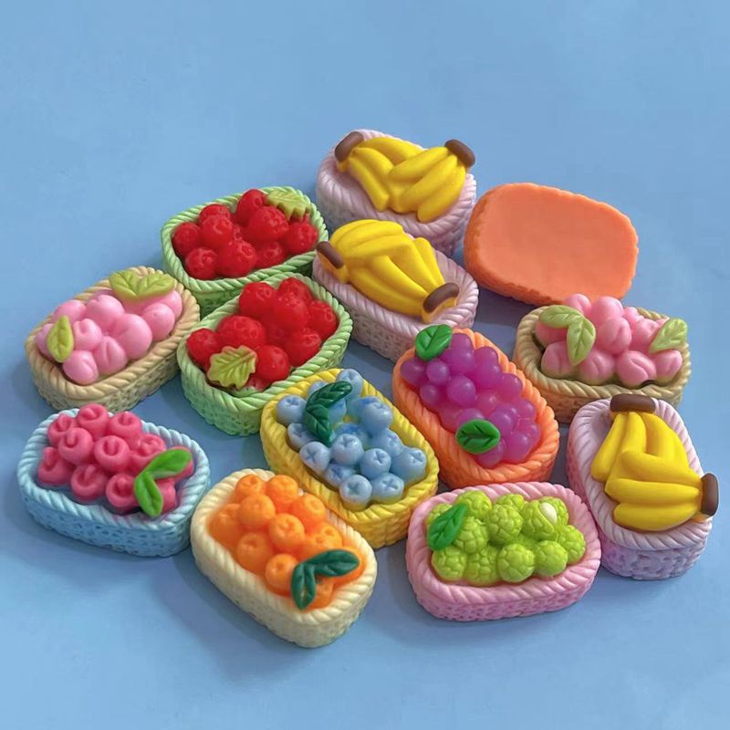 [3 #] Jibbitz Crocs สติกเกอร์เรซิ่น รูปตะกร้าผลไม้จําลอง สามมิติ อุปกรณ์เสริม สําหรับตกแต่งตู้เย็น diy SC