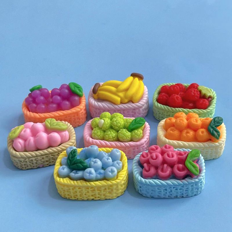 [3 #] Jibbitz Crocs สติกเกอร์เรซิ่น รูปตะกร้าผลไม้จําลอง สามมิติ อุปกรณ์เสริม สําหรับตกแต่งตู้เย็น diy SC