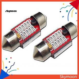 Skym* หลอดไฟ LED SMD 10 ดวง 31 มม. สีฟ้า สําหรับติดรถยนต์ บ้าน 2 ชิ้น