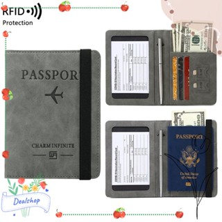 Dealshop RFID ปกหนังสือเดินทาง เดินทาง หนัง กันขโมย แปรงเอกสาร จัดระเบียบ