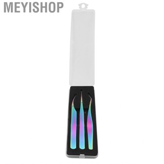 Meyishop 3x Stainless Steel Nail Art Tweezers Graft Eyelashes Set Manicure Tool.