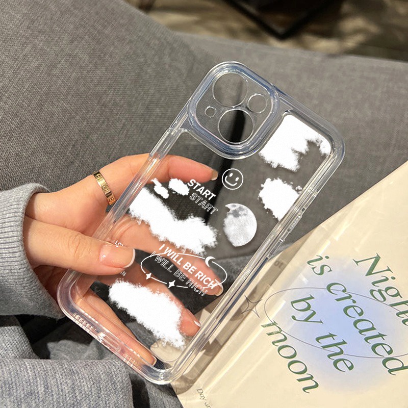 เคสโทรศัพท์เมฆสีขาวใสสำหรับ iPhone 11 13 14 Pro Max 14 XR XS Max 7 8 Plus 12 13 11 Pro Max 13 12 Pro