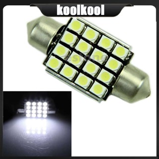 Kool หลอดไฟแคนบัส LED 16 ดวง 1210 SMD 12V 36 มม. สีขาว สําหรับติดรถยนต์