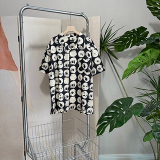 Stussy 23SS เสื้อเชิ้ตแขนสั้น พิมพ์ลายกราฟฟิติ วงกลม แฟชั่นสําหรับผู้ชาย และผู้หญิง