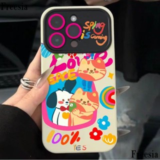 เคสมือถือ แบบนิ่ม ลายสุนัข แมว สีรุ้ง สําหรับ Apple 14 Pro Max Iphone 13 Pro 12 11 7p