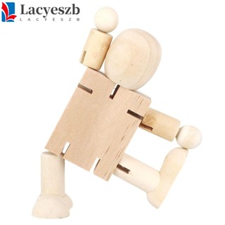 Lacyeszb ตุ๊กตาหุ่นยนต์ไม้เปล่า สีขาว DIY ของเล่นสําหรับเด็กวัยหัดเดิน