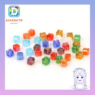 Diachath ลูกปัดคริสตัลสังเคราะห์ ทรงสี่เหลี่ยม คละสี 4*4 มม. สําหรับทําเครื่องประดับ สร้อยคอ