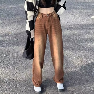 Solenne  กางเกงขายาว กางเกงยีสน์ผู้หญิง ทรงหลวม ๆ ตรง Retro Hip Hop Pants 2023 NEW Style  Korean Style คุณภาพสูง Trendy ins A97L89I 36Z230909