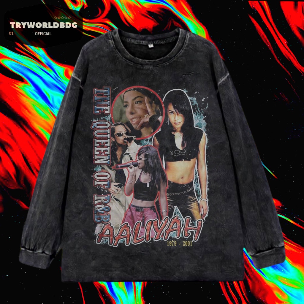 TRYWORLDG OFFICIAL "ALIYAH" แขนยาว | เสื้อยืด OVERSIZED | เสื้อยืดฟอก | ล้างหิน | เสื้อยืดโอเวอร์ไซส