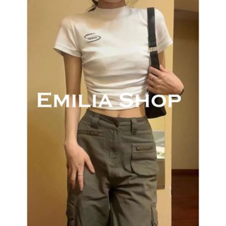 EMILIA SHOP เสื้อยืด เสื้อครอป เสื้อผ้าแฟชั่นผู้หญิง 2023 ใหม่A29J0UW 0323