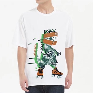 National Trendy Unique Graffiti Cartoon Dinosaur Print Round Neck Short-Sleeved T-Shirt Men Women Teenagers Student_02