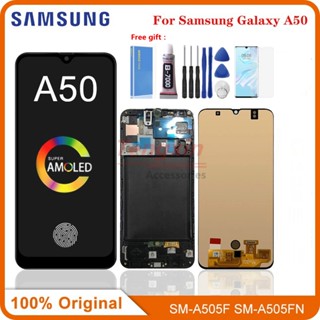 หน้าจอสัมผัสดิจิทัล LCD AMOLED สําหรับ Samsung Galaxy A50 LCD SM-A505FN DS A505F DS A505 Samsung A50