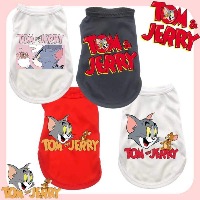 เสื้อกั๊กสุนัข New Teddy Mini Medium Large Dog Cotton Tank Top Pet Products Clothing Tom&Jerry Text