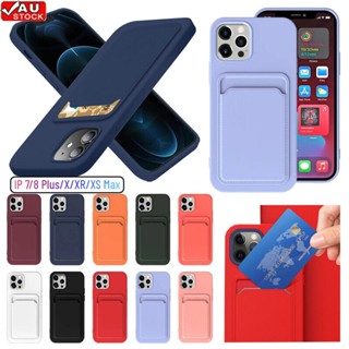 เคสโทรศัพท์ ซิลิโคนนิ่ม พร้อมช่องใส่บัตร สําหรับ iPhone XR Max XS SE 7 8 Plus