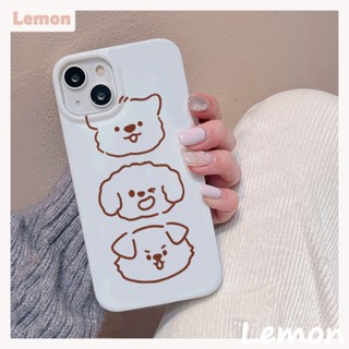 [Lemon] เคสโทรศัพท์มือถือ ลายการ์ตูนลูกสุนัข สีขาวแวววาว สไตล์เกาหลี ญี่ปุ่น สําหรับ 14pro 14promax 13 13pro 13promax 11 12 12pro 12promax XR XSMAX 7P 8P