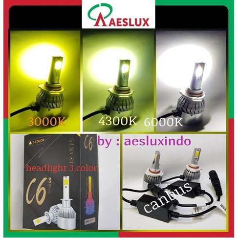 LED C6 3 สี H1, H3, H7, H8/H11, HB3, HB4, H27 - H1