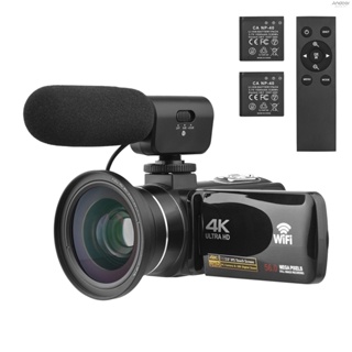 กล้องบันทึกวิดีโอดิจิทัล 4K WiFi DV 56MP ซูมได้ 18X หน้าจอสัมผัส IPS 3.0 นิ้ว รองรับการตรวจจับใบหน้า IR เวอร์ชั่นกลางคืน ป้องกันการสั่นไหว พร้อมแบตเตอรี่ 2 ชิ้น และรีโมตโค