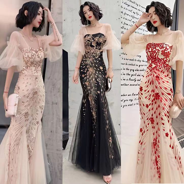 Fishtail ชุดราตรีชุดจัดเลี้ยง Noble ยาวคนดัง Dreamy Forest ชุดโฮสต์ชุด 02