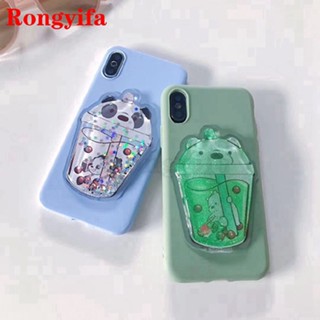 เคสโทรศัพท์มือถือแบบนิ่ม TPU มีทรายไหล ลายหมีน่ารัก แต่งกลิตเตอร์ในของเหลว สําหรับ Vivo V27 Pro V25 V23 Pro V27E V25E V23E V20 SE Y17 Y15 Y13 Y12 Y11 Y33T S1 Pro Y9S