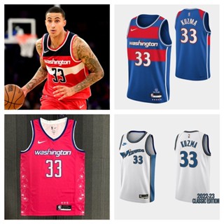 Washington Wizards #33 Kyle Kuzma เสื้อบาสเก็ตบอลสีดำของผู้ชายสั้น -เสื้อยืดกีฬา