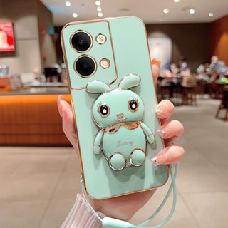 เคสโทรศัพท์มือถือ ลายการ์ตูนกระต่าย พร้อมสายคล้อง หรูหรา สําหรับ OPPO Reno 9 5G Reno 8T 4G 5G A1 Pro Reno 9 Pro